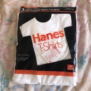 Vintage Hanes Cotton Crew Neck T-Shirts Medium M,  White 2pk 1992 NOS